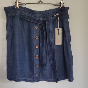 Jolt Denim Blue Button-Front Mini Skirt (LL112)